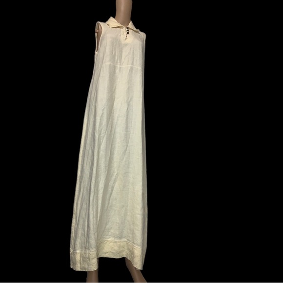 AlyWear 100% Linen Yellow Maxi Bohemian Sleeveless Dress, Size Small - Picture 7 of 16